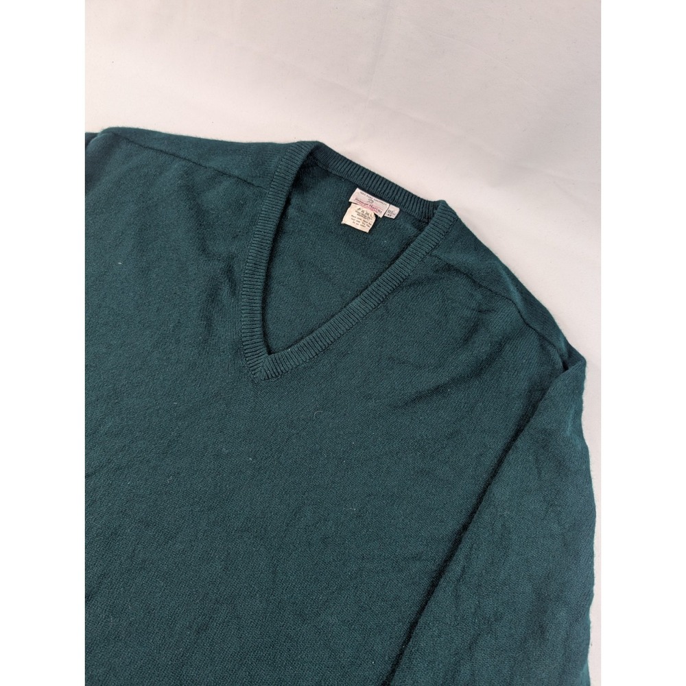 VTG Neiman Marcus‎ Cashmere Sweater V-Neck  Scotland Forest Green 128 48" (XL)